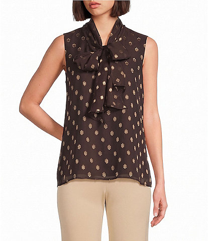 Anne Klein Bow Front Sleeveless Blouse