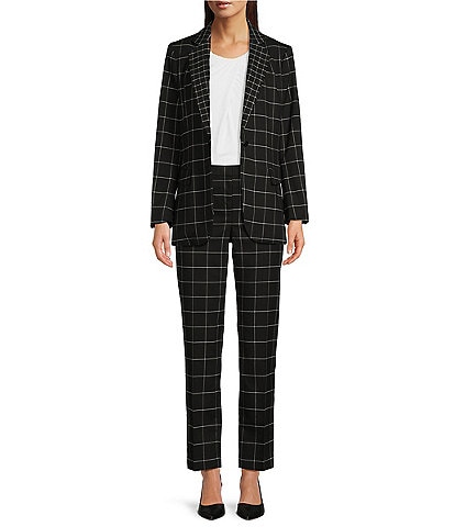 Anne Klein Faux Double Breasted Peak Lapel Collection Compression Blazer &  Coordinating Pull-On Pants