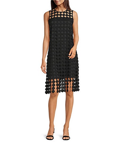 Anne Klein Chemical Lace Round Neck Sleeveless A-Line Midi Dress