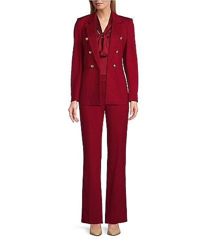 Anne Klein Compression Faux Double Breasted Notch Lapel Long Sleeve Button Detail Jacket & Lightweight Slash Pocket Trouser Pant