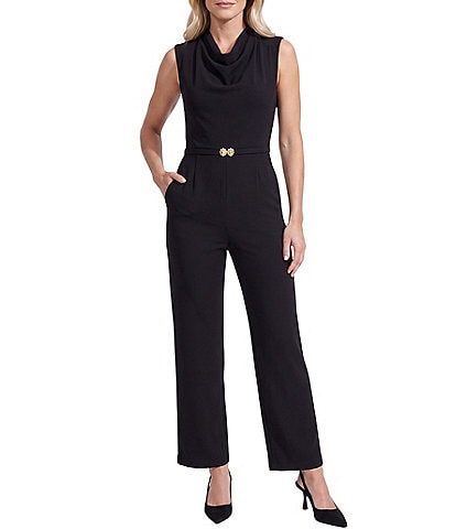 Anne Klein Cowl Neck Belted Jumpsuit