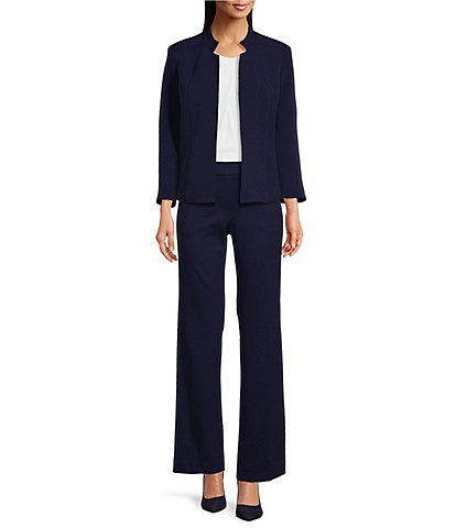 Anne Klein Crepe Stand Collar Long Sleeve Open Front Jacket & Coordinating Compression Pull-On Pants