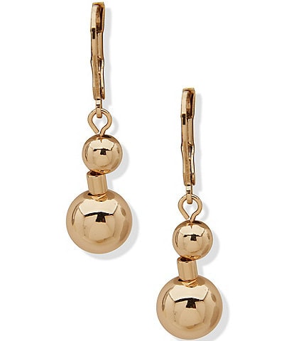 Anne Klein Double Metal Bead Drop Earrings