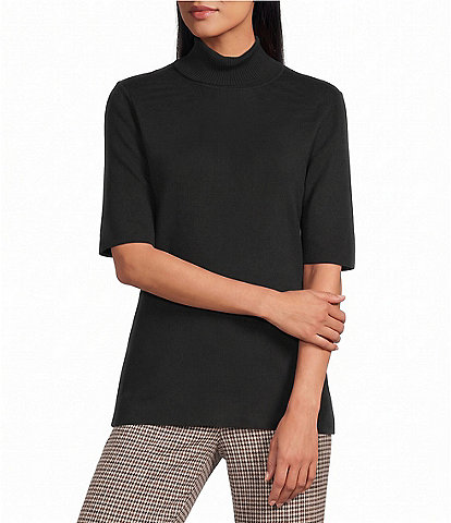 Anne Klein Extended Short Sleeve Turtleneck Top
