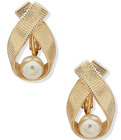 Anne Klein EZ Comfort Clip Pearl Drop Earrings