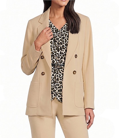 Anne Klein Faux Double Breasted Crepe Jacket