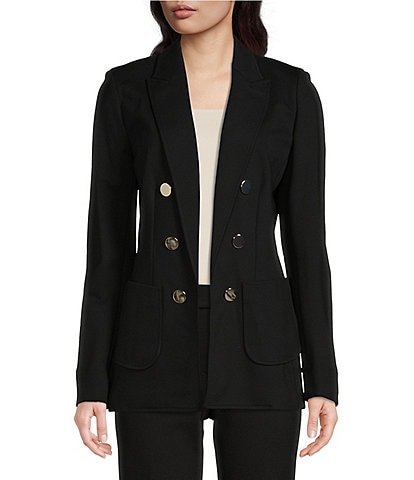Anne Klein Faux Double Breasted Jacket With Patch Pockets