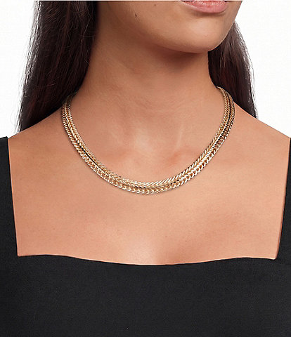 Anne Klein Flat Gold Chain Collar Necklace
