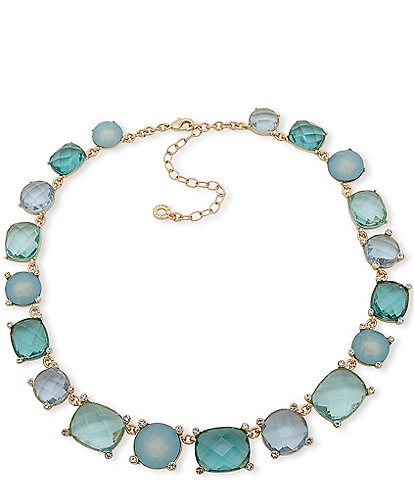 Anne Klein Gold Tone Blue Multi Stone Collar Necklace