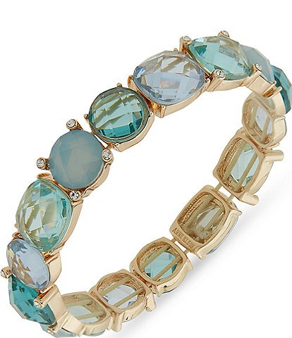 Anne Klein Gold Tone Blue Multi Stone Stretch Bracelet