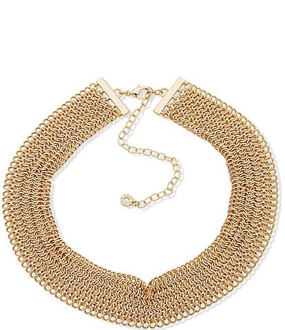 Anne Klein Gold Tone Chunky Mesh Collar Necklace