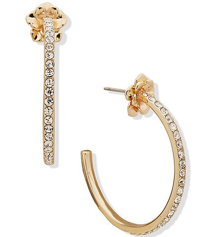 Anne Klein Gold Tone Crystal 38mm C Hoop Earrings