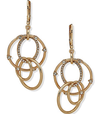 Anne Klein Gold Tone Crystal Orbital Drop Earrings