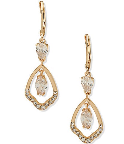 Anne Klein Gold Tone Crystal Orbital Stone Drop Earrings