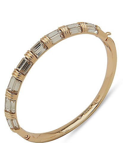 Anne Klein Gold Tone Crystal Oval Baguette Stone Bangle Bracelet