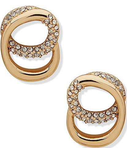 Anne Klein Gold Tone Crystal Swirl Stud Earrings