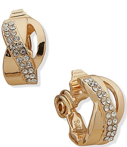 Anne Klein Gold Tone Crystal Twist Clip-On Stud Earrings