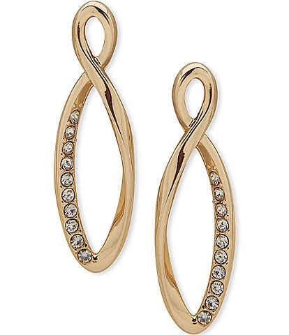 Anne Klein Gold Tone Crystal Twist Drop Earrings