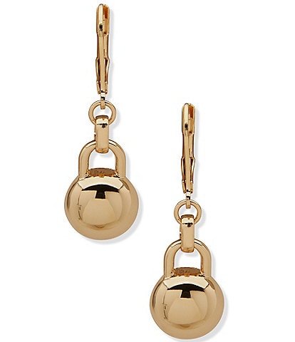 Anne Klein Gold Tone Half Dome Ball Drop Earrings