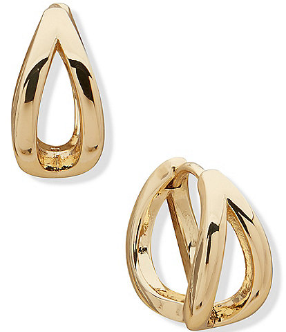 Anne Klein Gold Tone Huggie Open Hoop Earrings