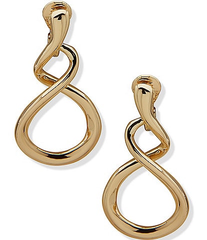 Anne Klein Gold Tone Infinity Clip Drop Earrings