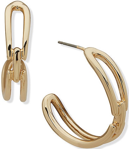 Anne Klein Gold Tone Interlocked C Hoop Earrings