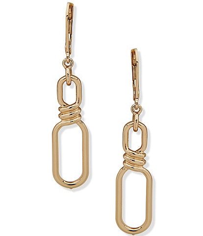 Anne Klein Gold Tone Linked Twisted Drop Earrings