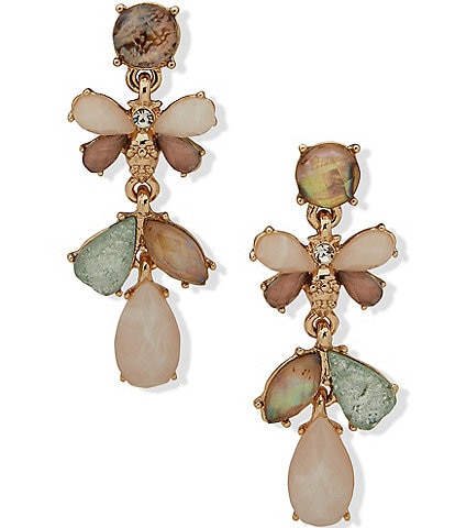 Anne Klein Gold Tone Multi Crystal Linear Bee Motif Earrings