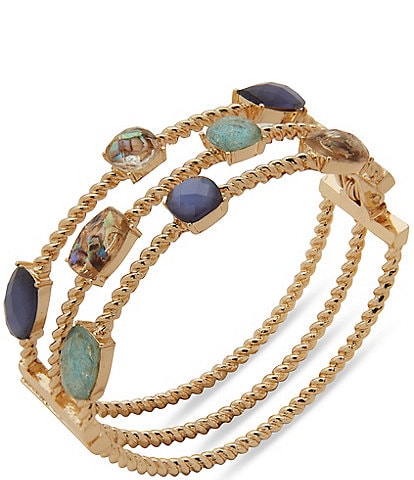 Anne Klein Gold Tone Multi Row Roped Cuff Bracelet