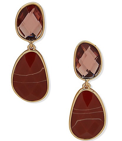 Anne Klein Gold Tone Multi Stone Drop Earrings