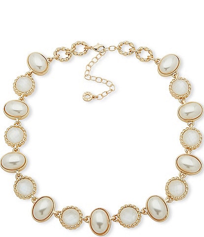 Anne Klein Gold Tone Mother Of Pearl Collar Necklace
