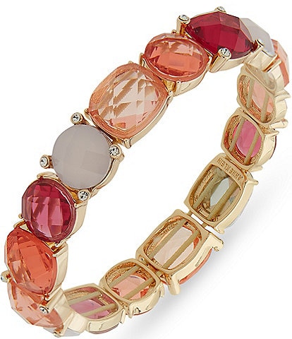 Anne Klein Gold Tone Pink Multi Stone Stretch Bracelet