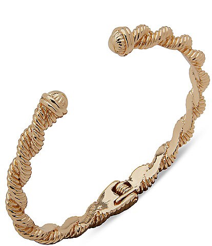 Anne Klein Gold Tone Rope Chain Hinge Bangle Bracelet