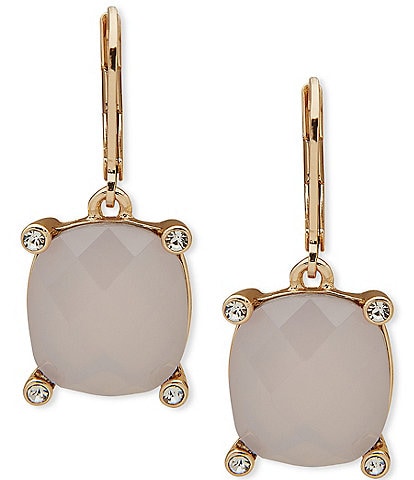 Anne Klein Gold Tone Rose Water Opal Crystal Drop Earrings