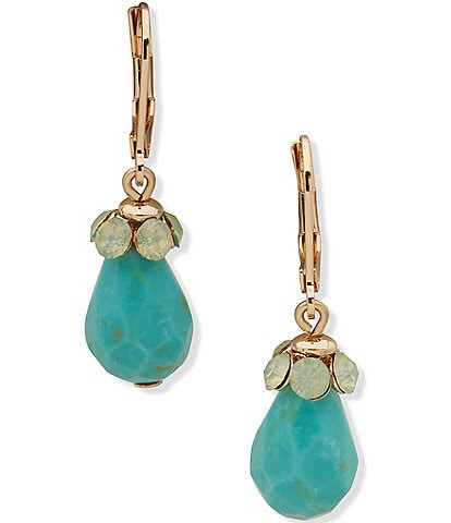 Anne Klein Gold Tone Seafoam Bead Drop Earrings
