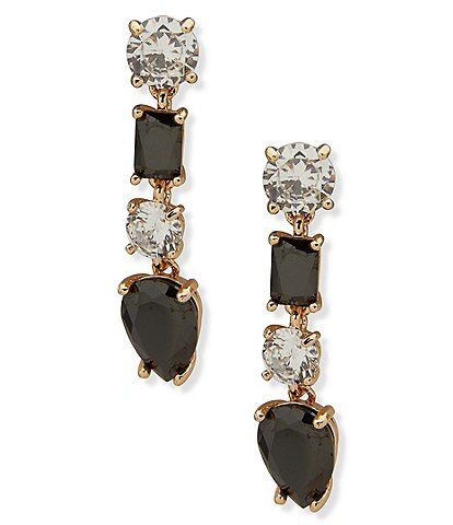 Anne Klein Gold Tone Stone Pear Linear Earrings