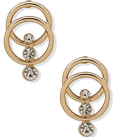 Anne Klein Gold Tone Stone Ring Drop Earrings