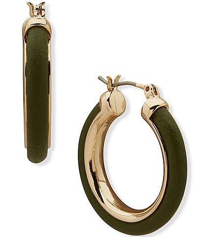 Anne Klein Leather Hoop Earrings