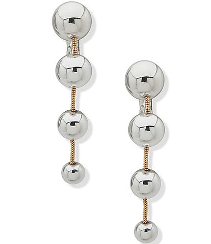 Anne Klein Metal Ball Clip Linear Earrings