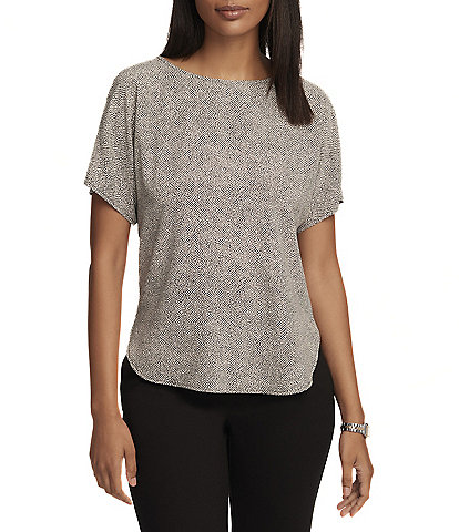 Anne Klein Mini Dot Short Sleeve Blouse