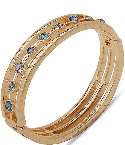 Anne Klein Multi 3 Row Multi Crystal Cuff Bracelet