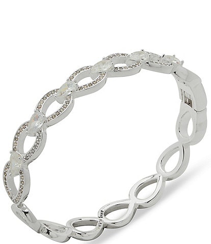 Anne Klein Navette Pearl Open Hinge Bracelet