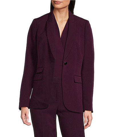 Anne Klein Notch Lapel Long Sleeve Stretch 1-Button Coordinating Blazer