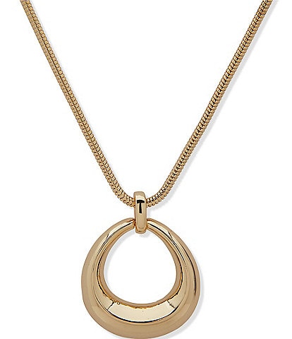 Anne Klein Open Oval Short Pendant Necklace