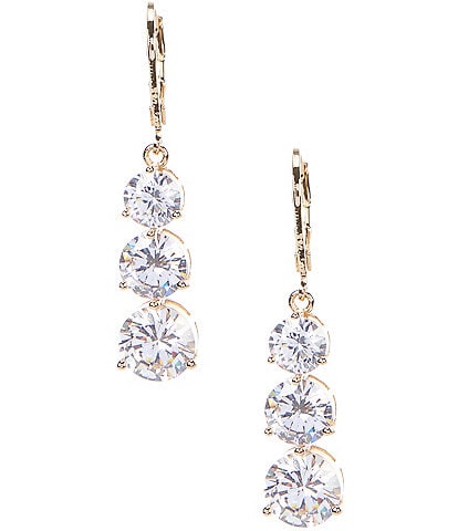 Anne Klein Past, Present, Future Three Stone Crystal CZ Linear Drop Earrings