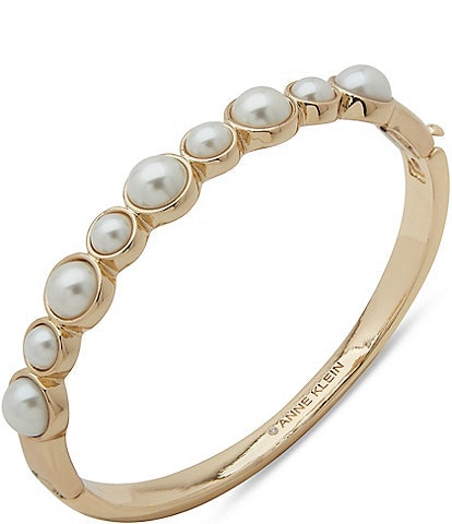 Anne Klein Pearl Oval Hinge Bracelet