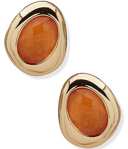 Anne Klein Pebble Stone Button Stud Earrings