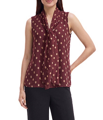 Anne Klein Petite Bow Front Sleeveless Blouse
