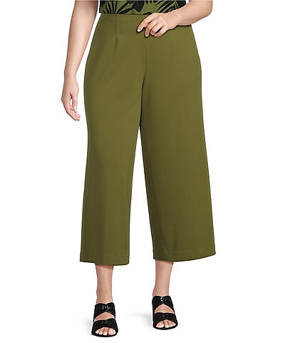 Anne Klein Plus High Rise Pull On Crop Wide Leg Pants