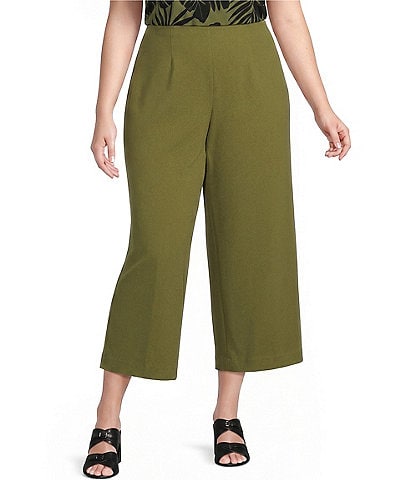 Anne Klein Plus High Rise Pull On Crop Wide Leg Pants